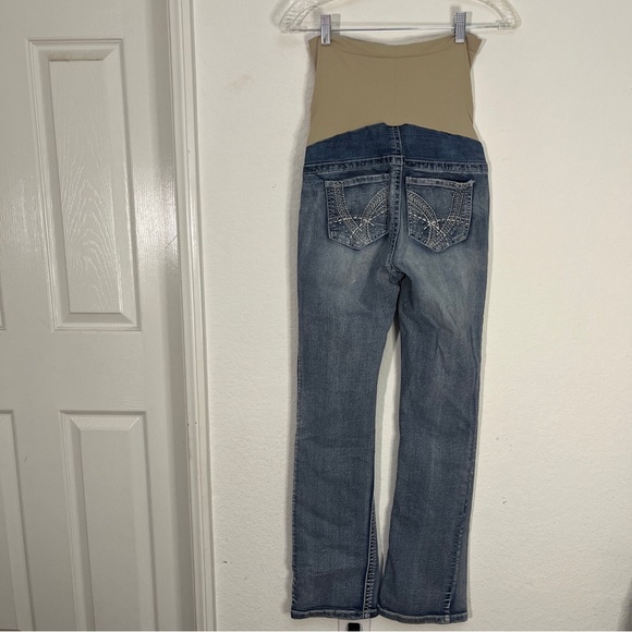 Indigo Blue Maternity Jeans Light Wash Bootcut Secret Fit Belly Tan Sz S - Picture 4 of 12
